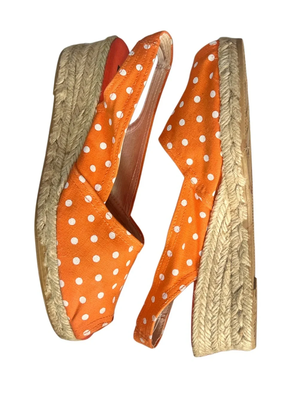 Sesto Women’s Orange Polka Dot Canvas Slingback Espadrille Sz 8